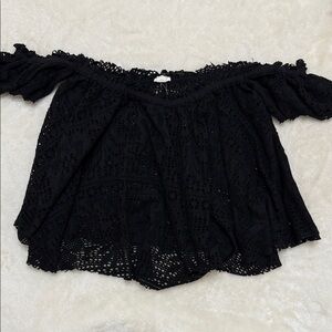 Garage Black Off-Shoulder Lace Blouse L